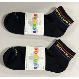 2 Pack Rainbow Bombas Bee Proud Quarter Pride Socks Black Large Unisex NWT